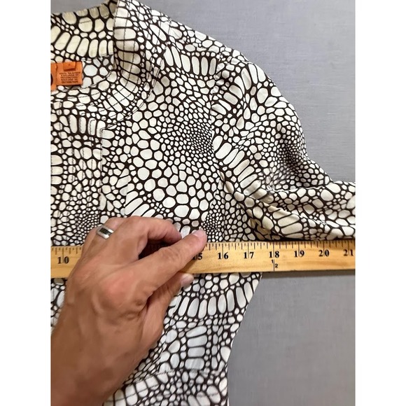 TORY BURCH Shirt Women 6 Beige Printed Silk Long Sleeve Pullover‎ Blouse Ladies. - Picture 5 of 7